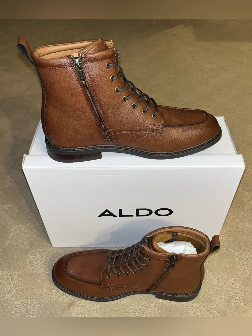 Aldo Knighton Lace Up Boots Tan Almost Brown Men’s Size 10